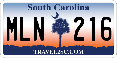SC license plate MLN216