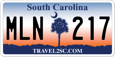SC license plate MLN217