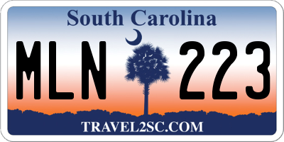 SC license plate MLN223