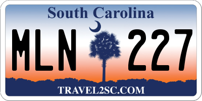 SC license plate MLN227
