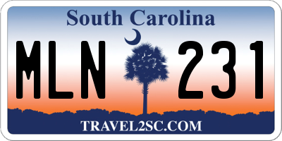 SC license plate MLN231