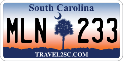 SC license plate MLN233