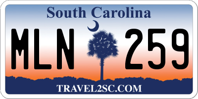 SC license plate MLN259