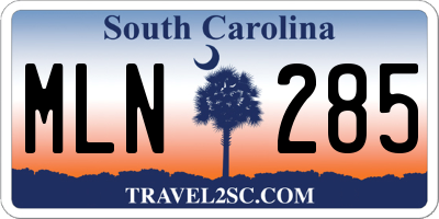 SC license plate MLN285
