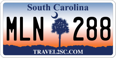 SC license plate MLN288