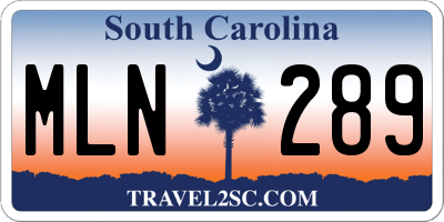 SC license plate MLN289