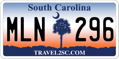 SC license plate MLN296