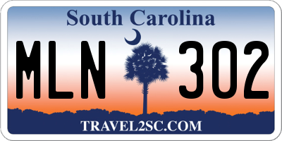 SC license plate MLN302
