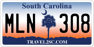 SC license plate MLN308