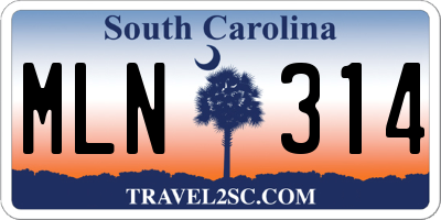 SC license plate MLN314