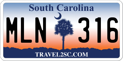 SC license plate MLN316
