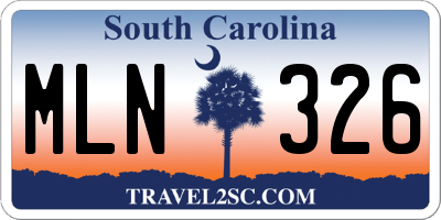 SC license plate MLN326