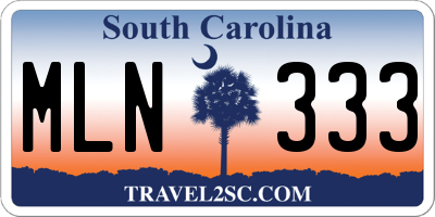 SC license plate MLN333