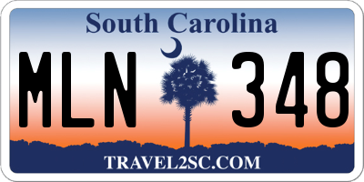 SC license plate MLN348