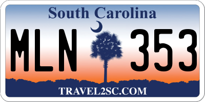 SC license plate MLN353