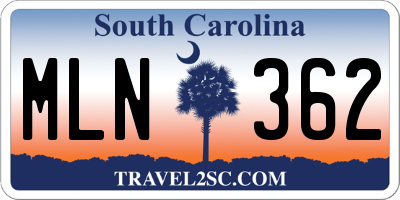 SC license plate MLN362