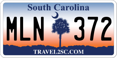 SC license plate MLN372
