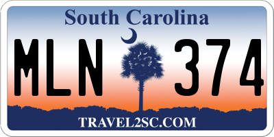 SC license plate MLN374