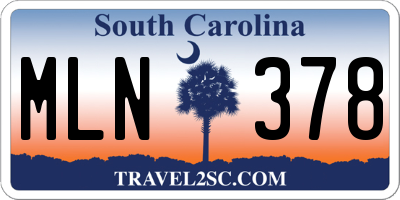 SC license plate MLN378