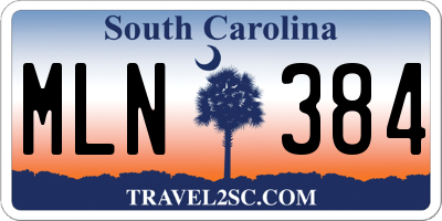 SC license plate MLN384