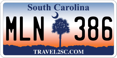 SC license plate MLN386