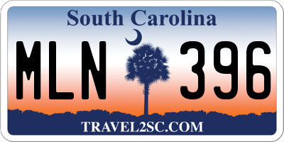 SC license plate MLN396