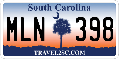 SC license plate MLN398