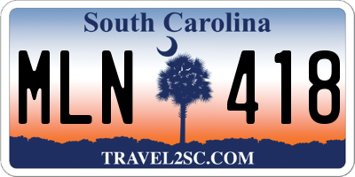 SC license plate MLN418