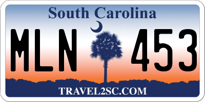 SC license plate MLN453