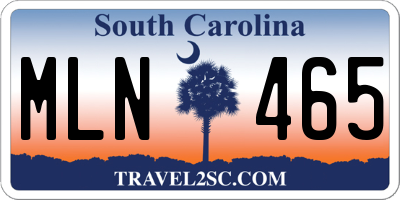 SC license plate MLN465