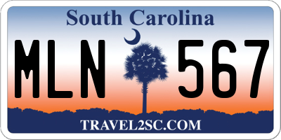 SC license plate MLN567