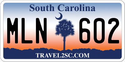 SC license plate MLN602