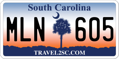 SC license plate MLN605