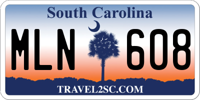 SC license plate MLN608