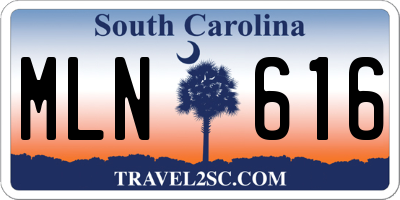 SC license plate MLN616
