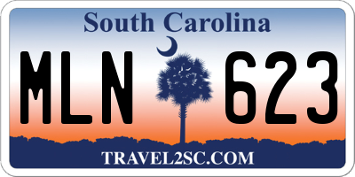 SC license plate MLN623