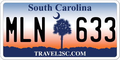 SC license plate MLN633