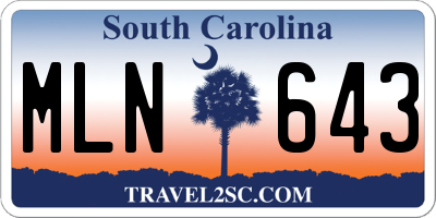SC license plate MLN643