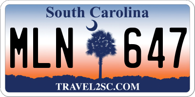 SC license plate MLN647