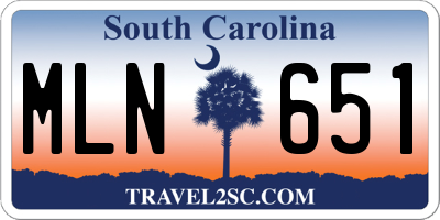 SC license plate MLN651
