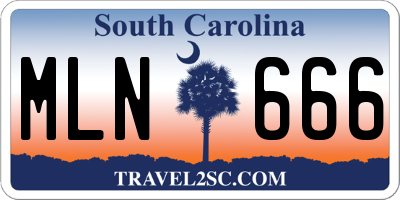 SC license plate MLN666