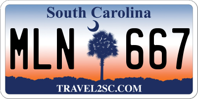 SC license plate MLN667