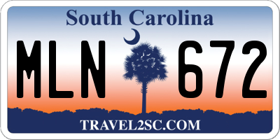 SC license plate MLN672