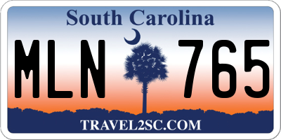 SC license plate MLN765