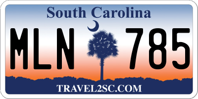 SC license plate MLN785