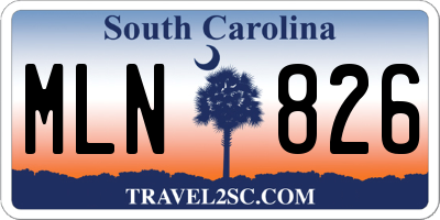 SC license plate MLN826