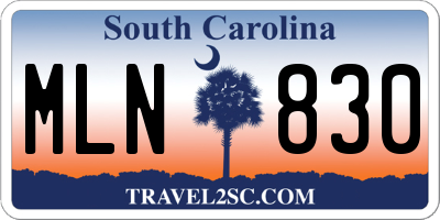 SC license plate MLN830