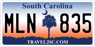 SC license plate MLN835