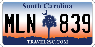 SC license plate MLN839
