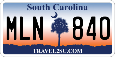 SC license plate MLN840